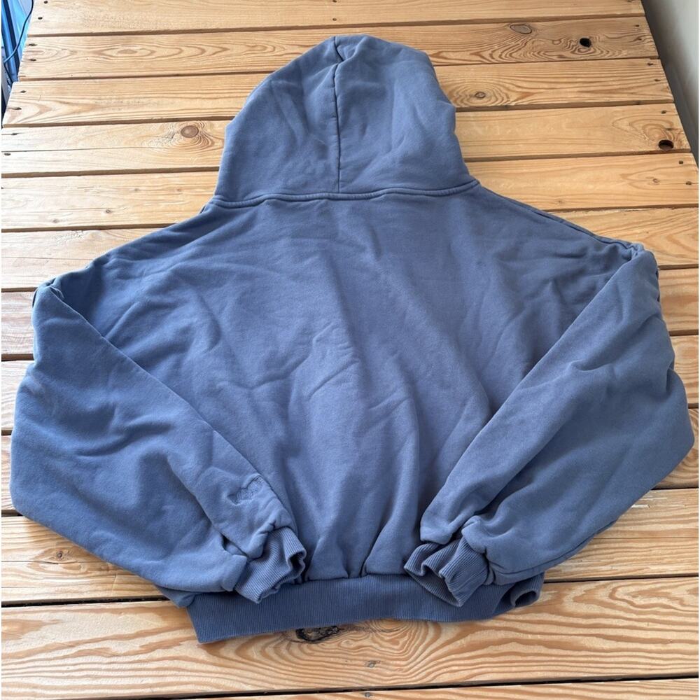 Popflex Women’s Cropped Hoodie Sweatshirt Size S Steel Grey Ba - Picture 2 of 7